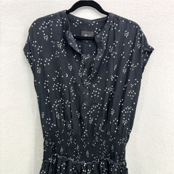 Rails Womens Black White Jolie Moons & Star Galaxy Smocked Mini Dress Small - Picture 5 of 13